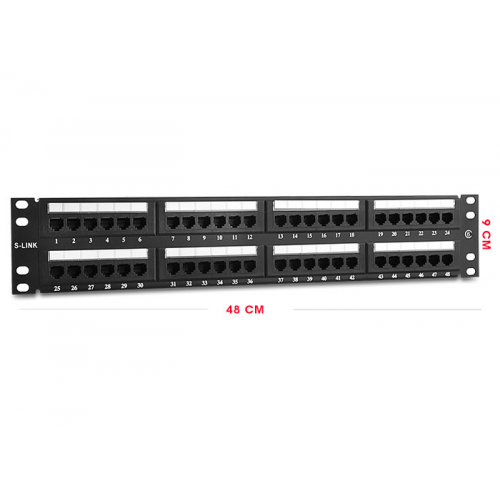 S-LINK SL-P648 Cat6 Patch Panel, 48-Port, UTP, 1U