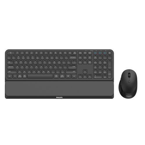 PHILIPS SPT6607B, Siyah, Türkçe Q, 2.4Ghz ve Bluetooth Kablosuz, Bilek Destekli, Multimedya Klavye Mouse Set