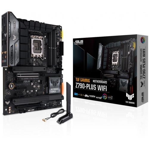 ASUS TUF GAMING Z790-PLUS WIFI, 4xDDR5, 4x M.2, HDMI, DP, 2xType-C, Wi-Fi 6E, Bluetooth 5.3, 12-13.Nesil, LGA1700 Soket, ARGB Gaming Anakart