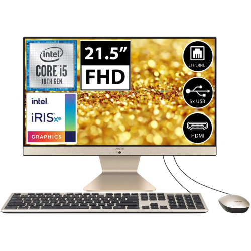 ASUS V222FAK-BA025M, i5-10210U, 21,5"  FHD Ekran, 8Gb DDR4 Ram, 256Gb SSD, Wi-Fi 5, Type-A, Paylaşımlı Ekran Kartı, Free Dos, All In One PC, (Gold/Siyah)