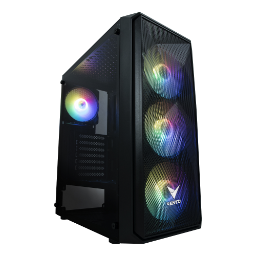 VENTO VG10F Mid Tower, 550W 80+ Siyah, Temperli Cam, RGB, ATX GAMING KASA