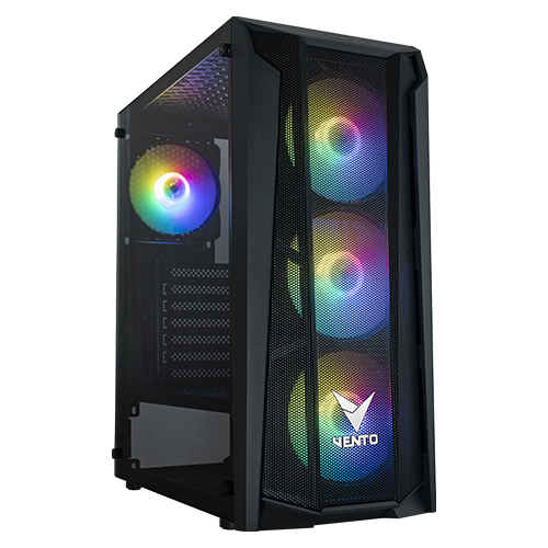 VENTO VG15FE Mid Tower, 550W 80+ Siyah, Temperli Cam, RGB, ATX GAMING KASA