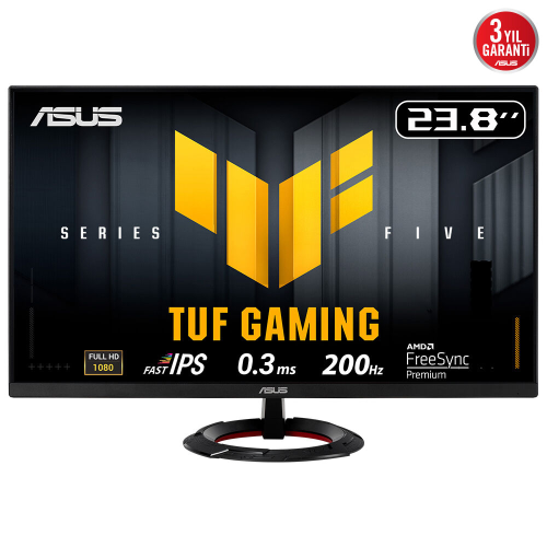 ASUS TUF GAMING VG249Q5R 23,8" 0.3ms, 200Hz, Full HD, DP, 2xHDMI, Hoparlör, Fast IPS LED, ELMB Sync Premium, GAMING Monitör