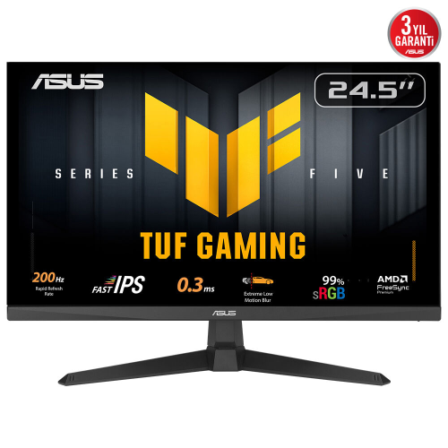 ASUS TUF GAMING VG259Q5A 24,5" 0.3ms, 200Hz, Full HD, DP, 2xHDMI, Hoparlör, IPS Panel, ELMB Sync Premium, GAMING Monitör