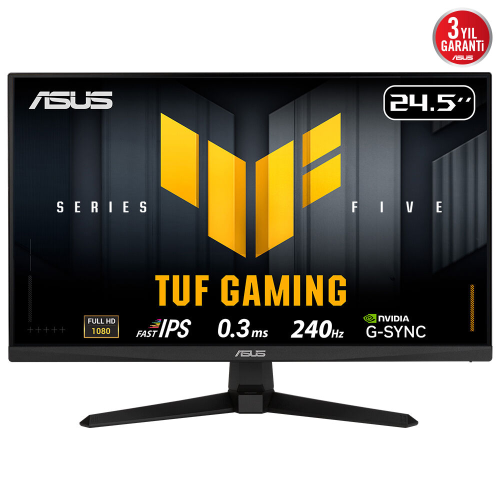 ASUS TUF GAMING VG259QM5A 24,5" 0.3ms, 240Hz, Full HD, DP, 2xHDMI, Hoparlör, Fast IPS LED, ELMB Sync Premium, GAMING Monitör