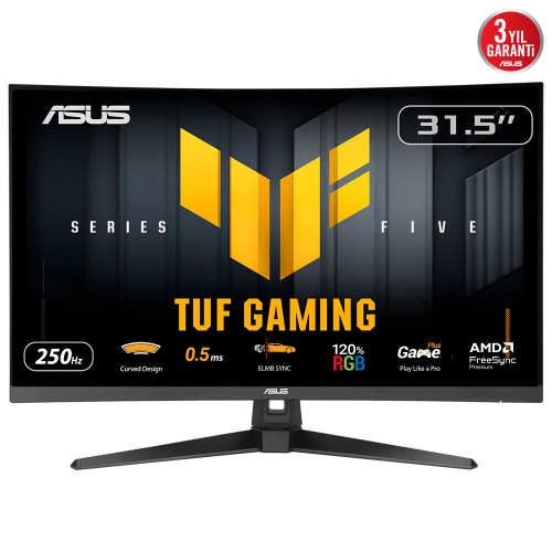 ASUS TUF GAMING VG32VQM5B 31,5" 0,5ms, 250Hz, FullHD Curved, DP, 2xHDMI, VA Panel, 1500R, Display Widget Center, GAMING Monitör