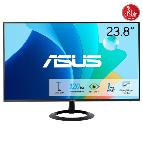 ASUS VZ249HG 23.8" 1ms, 120Hz, Full HD, HDMI, D-Sub, IPS LED, Adaptive Sync, Mavi Işık Filtresi, Care Plus, Monitör