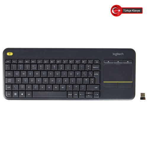 LOGITECH K400 PLUS, 920-007149, Siyah, Kablosuz, Türkçe Q, Multimedya Klavye ve Dokunmatik Mouse
