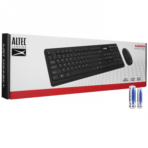 Altec Lansing ALBC6314, Siyah, Türkçe Q, Kablosuz, Klavye+Mouse Set