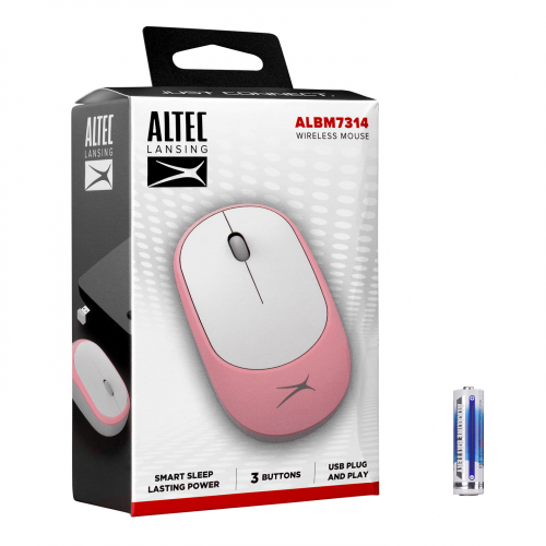 Altec Lansing ALBM7314, Pembe, 2.4GHz USB,  1200DPI, Kablosuz Optik Mouse