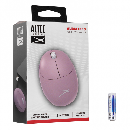 Altec Lansing ALBM7335, Pembe, 2.4GHz USB, 1200DPI, Kablosuz Optik Mouse