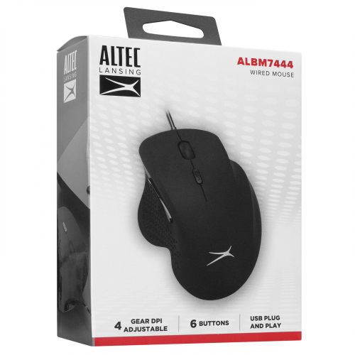 Altec Lansing ALBM7444, Siyah, 2.4GHz USB,  3200DPI, Kablolu Optik Mouse