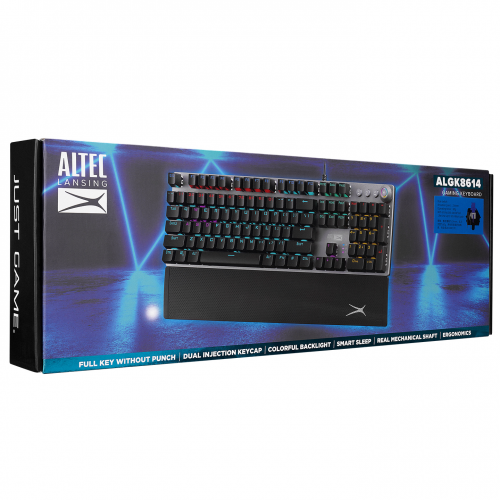Altec Lansing ALGK8614, Siyah, Türkçe Q, Rainbow Aydınlatma, USB Kablolu, Multimedya, Blue Switch, Mekanik, Gaming Klavye