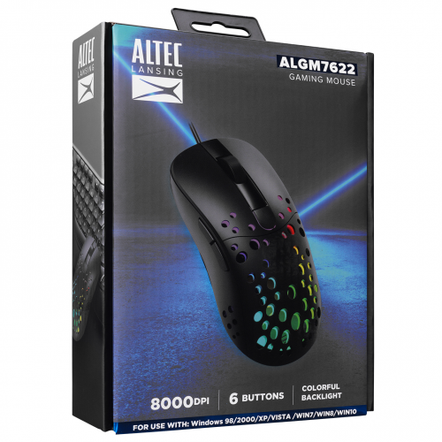 Altec Lansing ALGM7622, Siyah, Led Aydınlatma , 8000DPI, USB Kablolu, Optik, Gaming Mouse