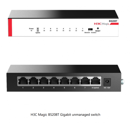 H3C Magic BS208T, 8 Port, GigaBit, 1 Port GigaBit Uplink, Metal Kasa, Yönetilemez, Masaüstü Switch