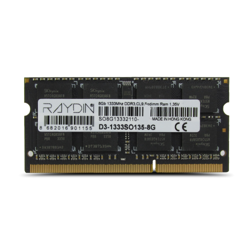 RAYDIN D3-1333SO135-8G 8GB, DDR3, 1333Mhz, 1,35V, CL9, Notebook SODIMM RAM