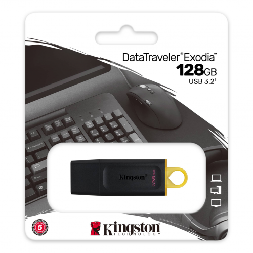 KINGSTON DTX/128GB USB 3.2 Data Traveler Exodia Gen 1 Flash Disk (Siyah - Sarı)