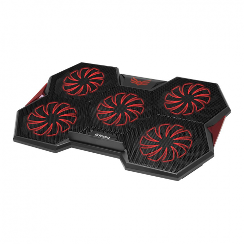 FRISBY FNC-5252B 5 adet x 14cm Fan, 10&quot;-17&quot; Gaming Notebook Soğutucu, Ayarlanabilir Hız, 3 Kademeli Stand, Kırmızı Ledli (Siyah)