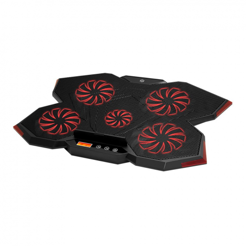 FRISBY FNC-5255B (4x14cm 1x7cm) 5 adet Fan, 10&quot;-17&quot; Gaming Notebook Soğutucu, Ayarlanabilir Hız, 3 Kademeli Stand, Kırmızı Ledli (Siyah)