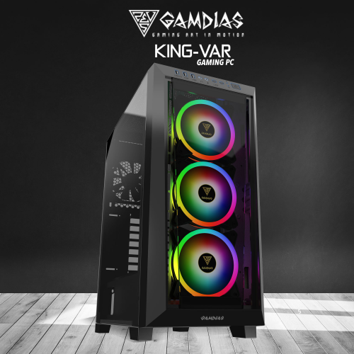 GAMDIAS KING-VAR, AMD Ryzen PRO 7 4750G, 16Gb DDR4, 512Gb NVMe SSD, 12Gb GDDR6 RTX3060 Ekran Kartı, 750W Kasa, Free Dos GAMING PC
