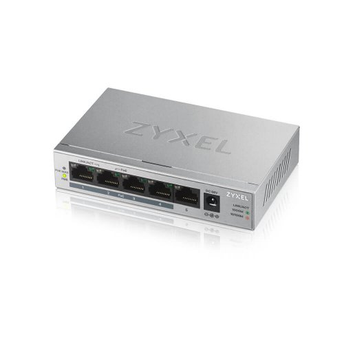 ZyXEL GS1005HP, 5 Port Poe, GigaBit, 60W Yönetilemez, Masaüstü Switch