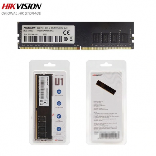 HIKVISION U1, 8Gb DDR4 2666Mhz, HKED4081CBA1D0ZA1 1,2V CL19 Desktop RAM