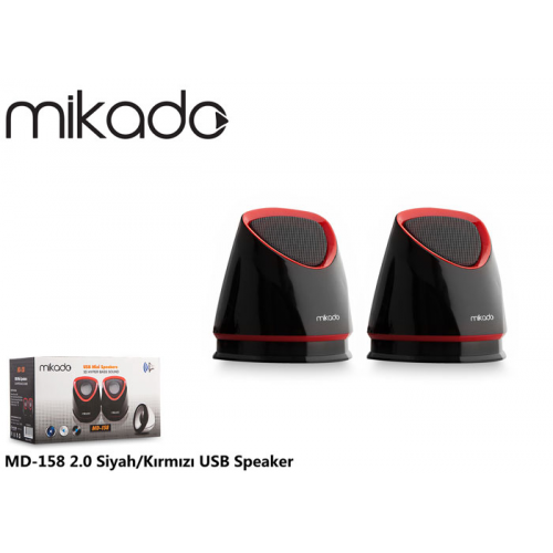 Mikado MD-158, 6W, 1+1 Masaüstü, USB Speaker, (Siyah-Kırmızı)