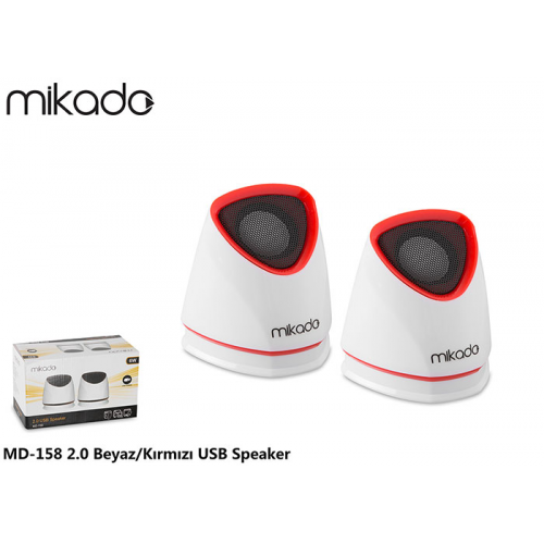 Mikado MD-158, 6W, 1+1 Masaüstü, USB Speaker, (Beyaz-Kırmızı)