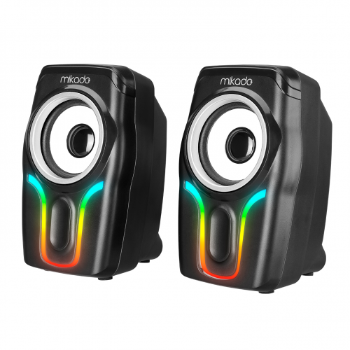 MIKADO MD-S25 BOLD, 6W, 1+1, Masaüstü, RGB Işıklı, USB, Siyah Kasa, Speaker
