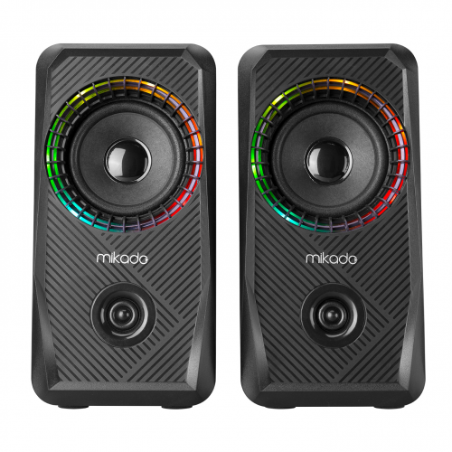 MIKADO MD-S26 JOY, 6W, 1+1, Masaüstü, RGB Işıklı, USB, Siyah Kasa, Speaker
