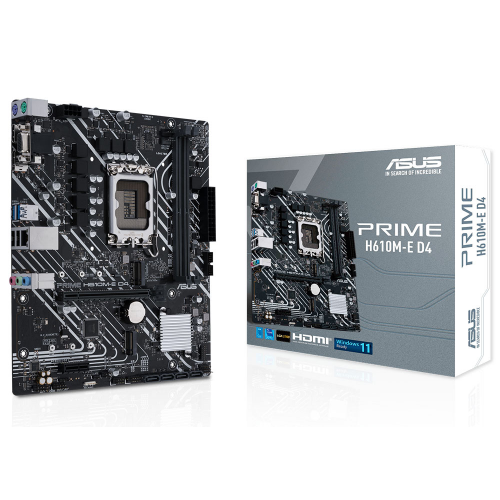 ASUS PRIME H610M-E D4, 2xDDR4, 2x M.2, D-SUB, HDMI, DP, 12.Nesil, LGA1700 Soket, Anakart