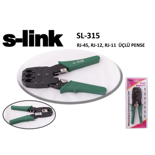 S-LINK SL-315, RJ45/RJ12/RJ11 Üçlü Pense, Kablo Ucu Konnektör Sıkma Pensesi