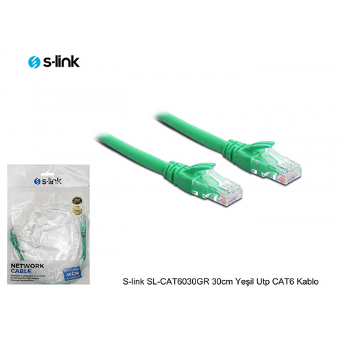 S-Link SL-CAT6030 CAT6 Patch 30CM Kablo (Yeşil)