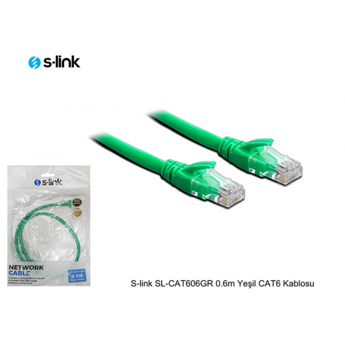 S-Link SL-CAT606 CAT6 Patch 60CM Kablo (Yeşil)