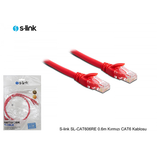 S-Link SL-CAT606 CAT6 Patch 60CM Kablo (Kırmızı)