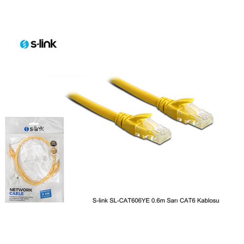S-Link SL-CAT606 CAT6 Patch 60CM Kablo (Sarı)