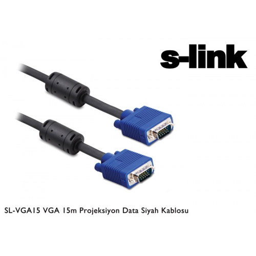 S-LINK SL-VGA15, 15Pin, İki Ucu Erkek, 15mt, VGA Kablosu