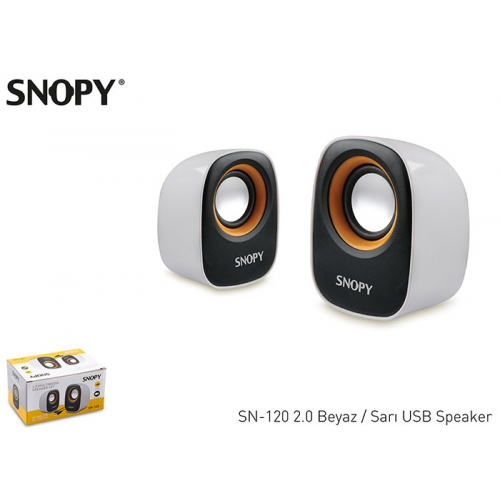SNOPY SN-120, 6W, 1+1 Masaüstü, USB Speaker, (Beyaz-Sarı)