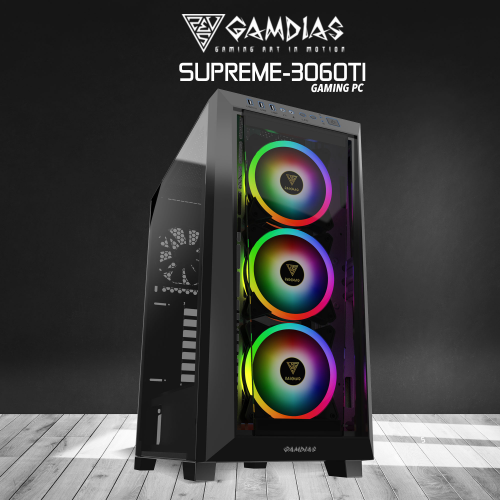 GAMDIAS SUPREME-3060TI, AMD Ryzen 7 7700X, 32Gb Ram DDR5, 1Tb NVMe SSD, 8Gb GDDR6 RTX3060TI Ekran Kartı, 750W Kasa, Free Dos GAMING PC