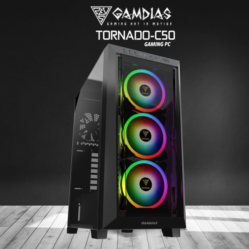GAMDIAS TORNADO-C50, i5-12500, 32Gb DDR5 Ram, 500Gb NVMe SSD, 8Gb GDDR6 RTX4060 Ekran Kartı, 1600W Kasa, Free Dos GAMING PC