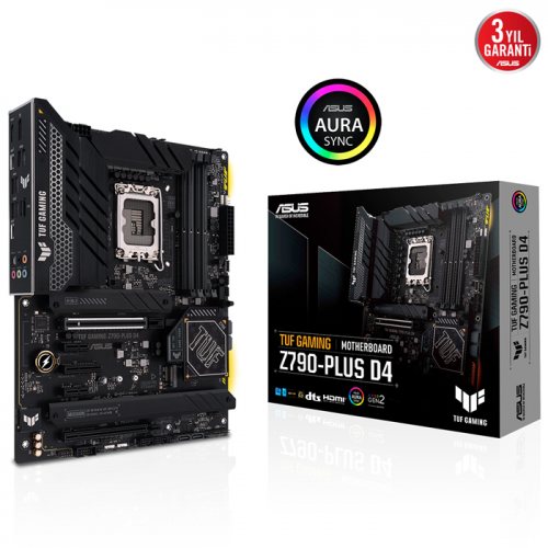ASUS TUF GAMING Z790-PLUS D4, 4xDDR4, 4x M.2, HDMI, DP, 2xType-C, 12-13.Nesil, LGA1700 Soket, ARGB Gaming Anakart