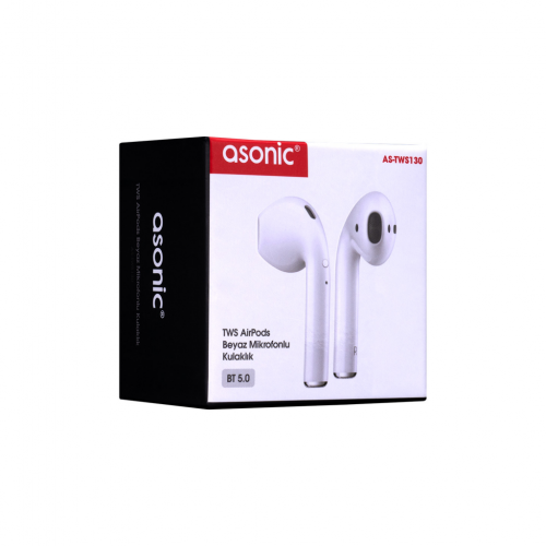 ASONIC AS-TWS130 Mobil Telefon Uyumlu, Bluetooth, AirPods , Mikrofonlu Kablosuz Kulaklık (Beyaz)